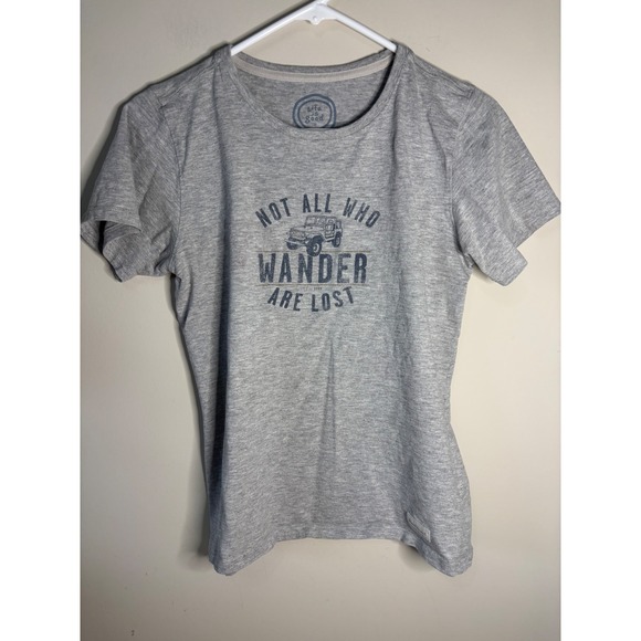 Life Is Good Tops - Life is Good Gray "Not All Who Wander Are Lost" Jeep Graphic T-Shirt Size S